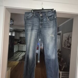 Judy Blue Faded Distressed Straight Fit Jeans - Blue